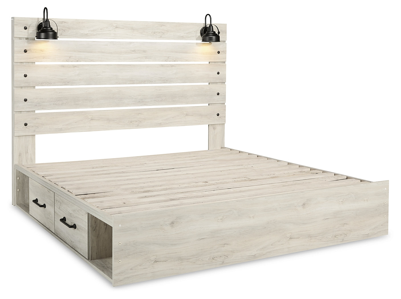 Cambeck Whitewash King Panel Storage Bed, Dresser, Mirror, Chest and Nightstand - Ornate Home
