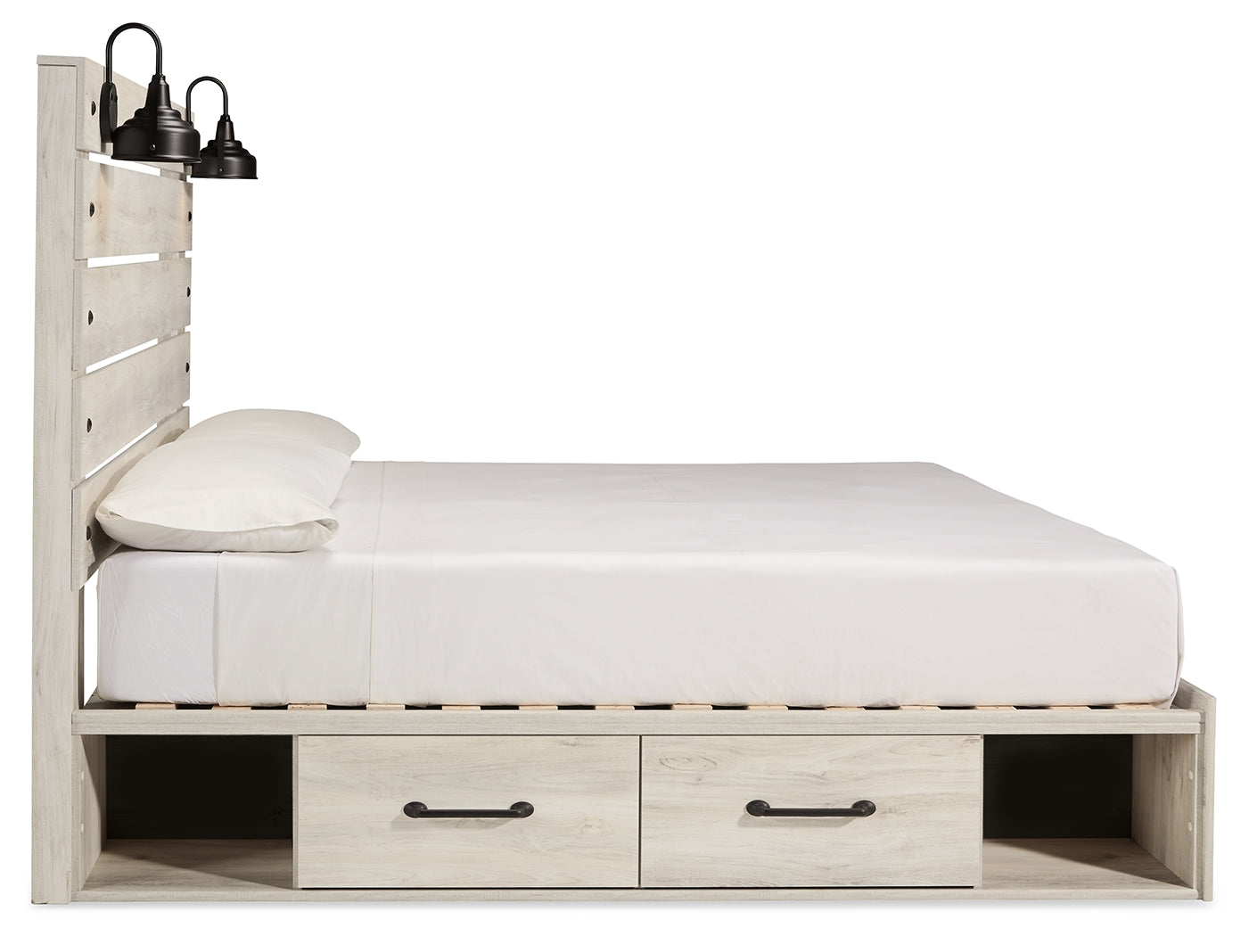 Cambeck Whitewash King Panel Storage Bed, Dresser, Mirror, Chest and Nightstand - Ornate Home