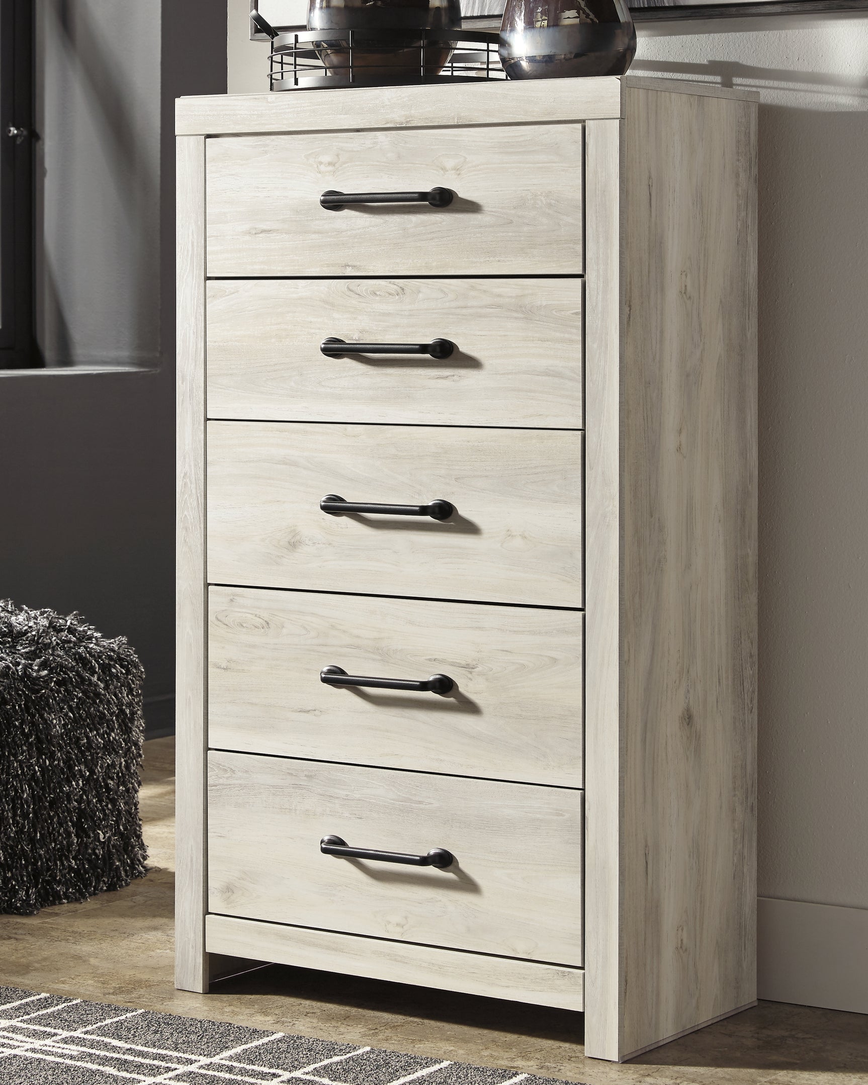 Cambeck Whitewash King Panel Storage Bed, Dresser, Mirror, Chest and Nightstand - Ornate Home