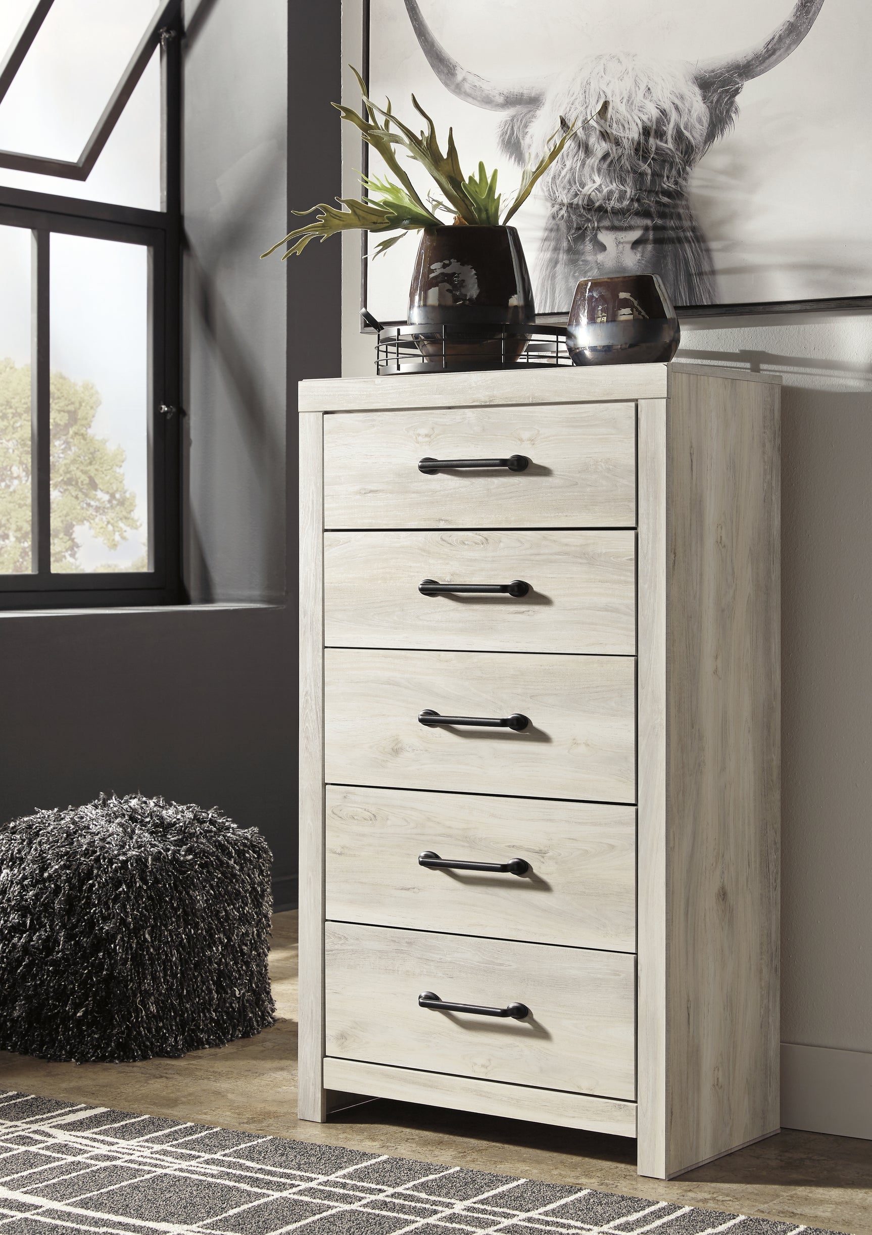 Cambeck Whitewash King Panel Storage Bed, Dresser, Mirror, Chest and Nightstand - Ornate Home