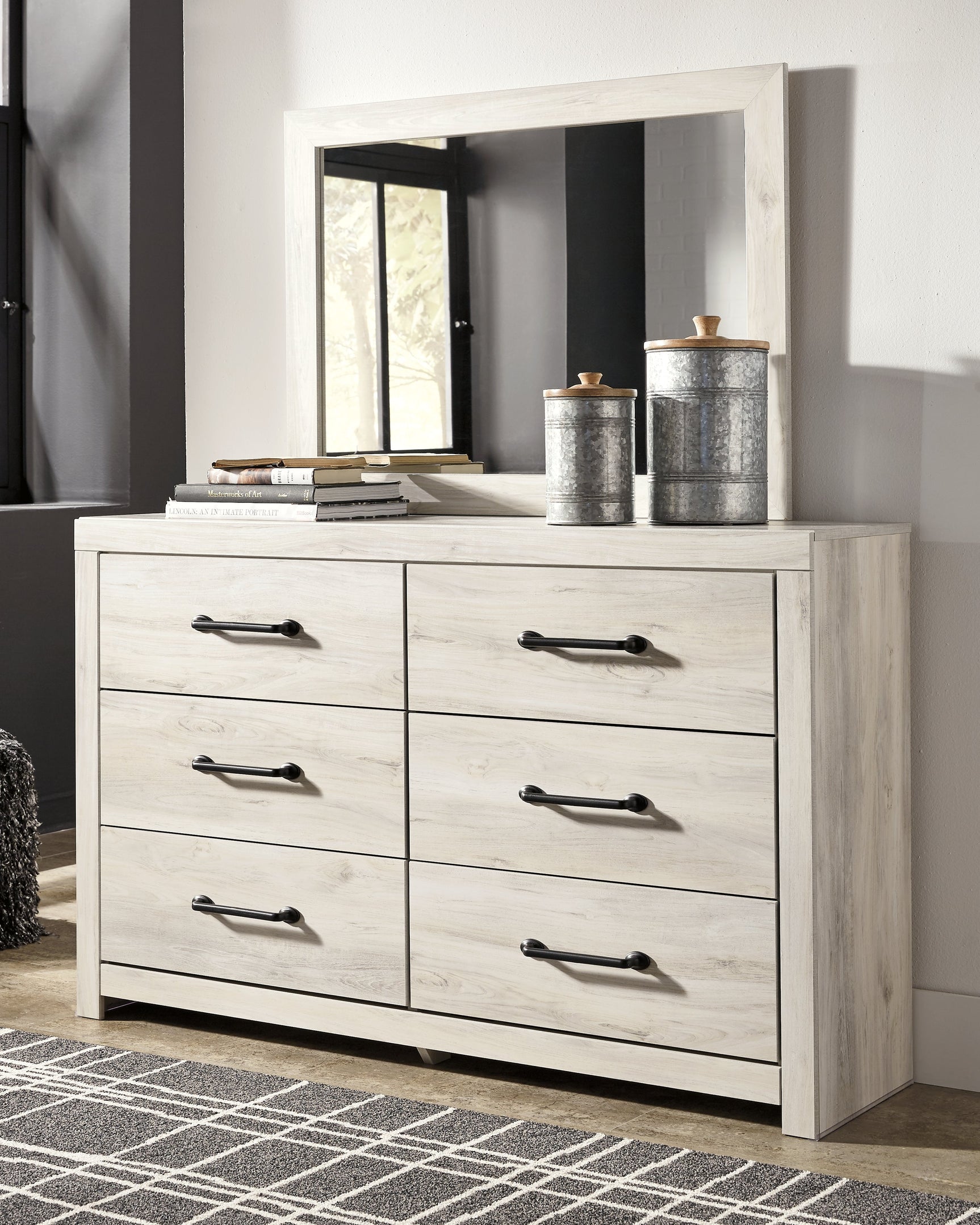 Cambeck Whitewash King Storage Bedroom Set with 2 Dressers, Mirror, and 2 Nightstands (Online Special Price) - Ornate Home