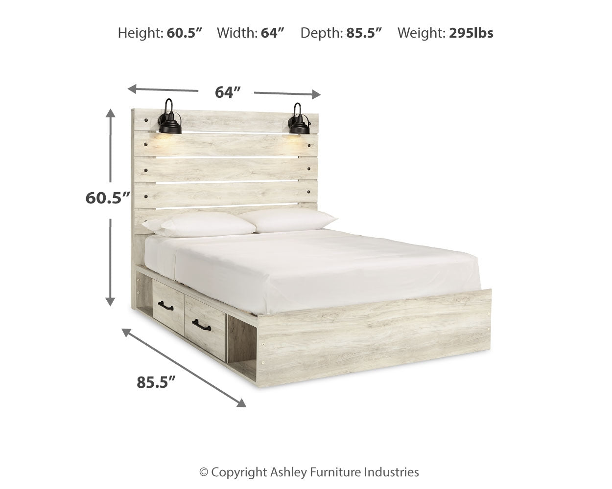 Cambeck Whitewash Queen Panel Bed with 4 Storage Drawers (Online Special Price) - Ornate Home