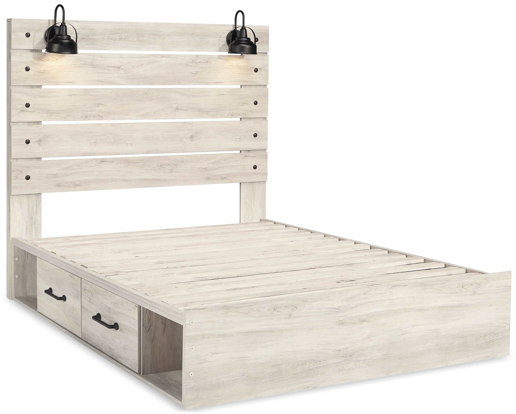 Cambeck Whitewash Queen Panel Bedroom Set w/ 2 Storage Drawers (Online Special Price) - Ornate Home
