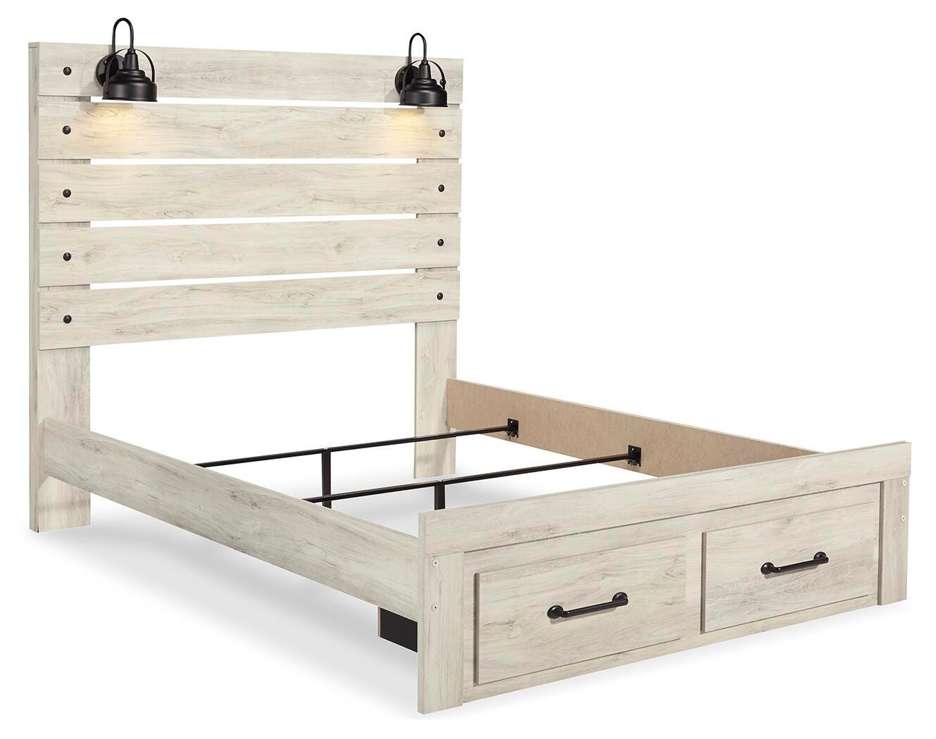 Cambeck Whitewash Queen Panel Storage Bed, Dresser, Mirror, Chest and 2 Nightstands - Ornate Home