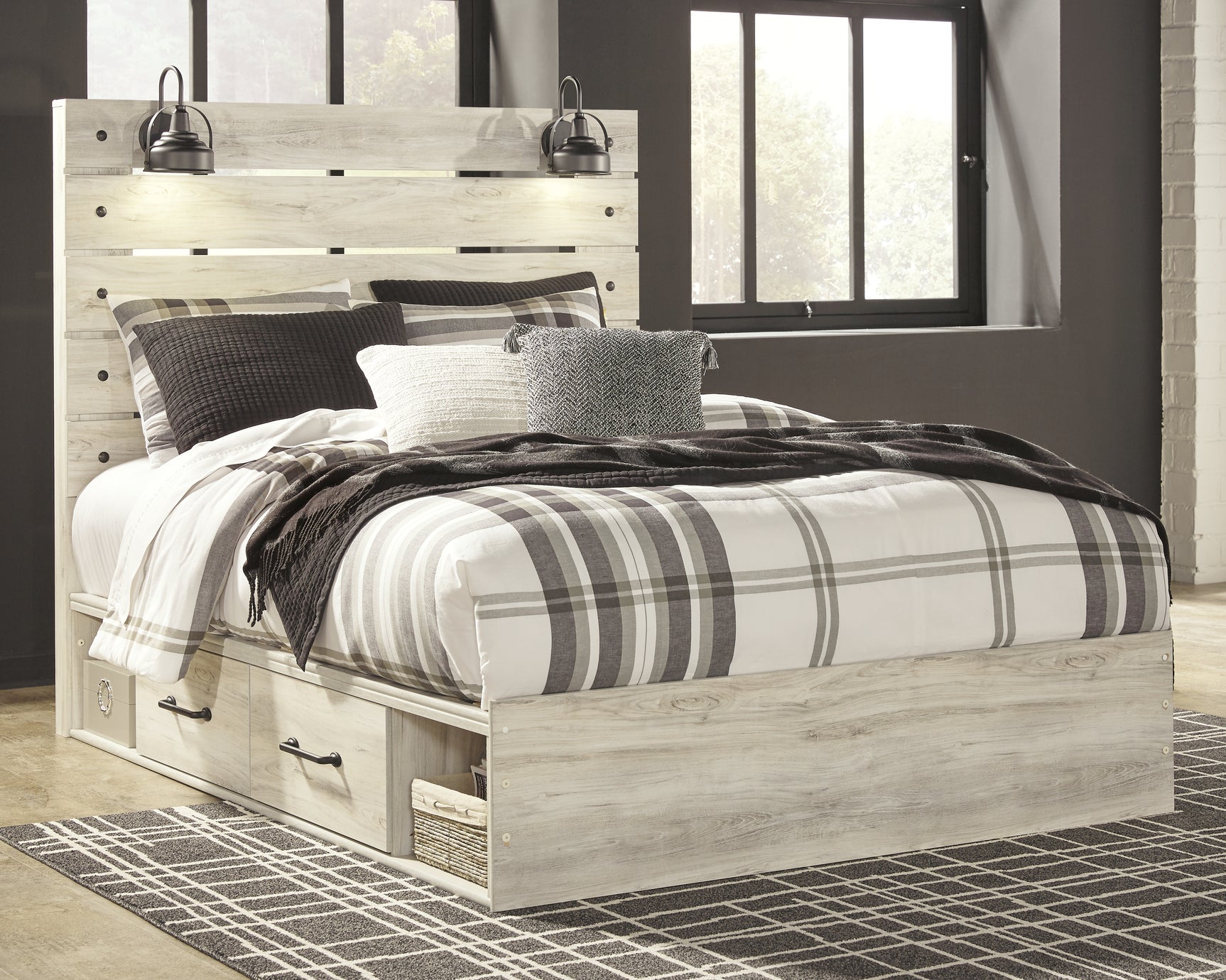 Cambeck Whitewash Queen Panel Storage Bed, Dresser, Mirror, Chest and Nightstand (Online Special Price) - Ornate Home