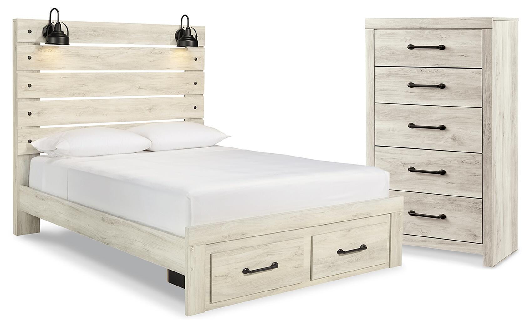 Cambeck Whitewash Queen Panel Storage Bed and Chest - Ornate Home