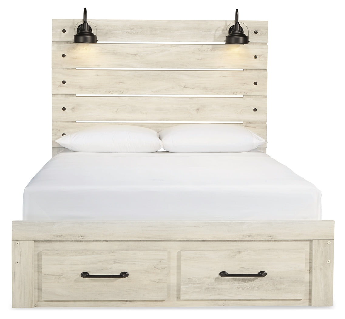 Cambeck Whitewash Queen Panel Storage Bedroom Set with Dresser and Nightstand - Ornate Home