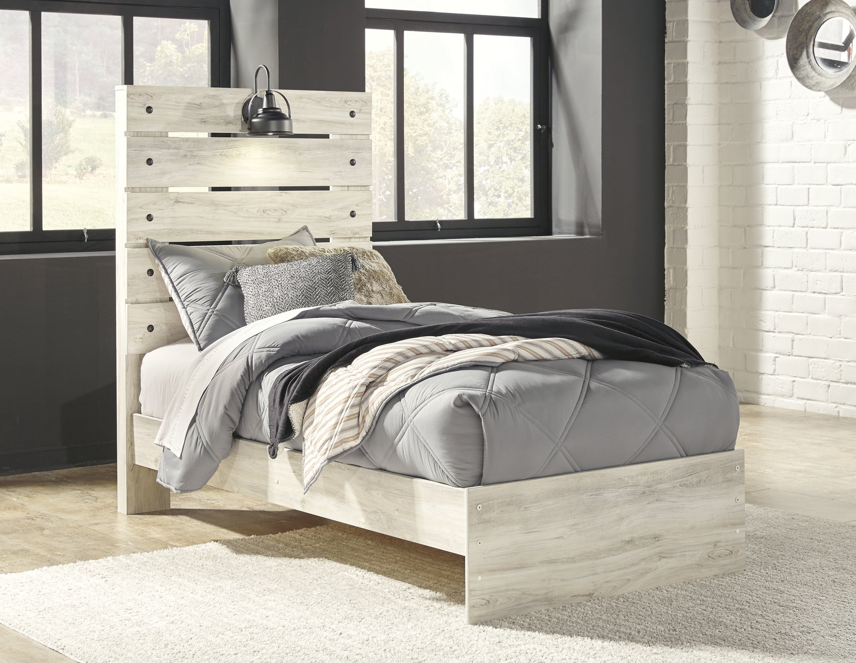 Cambeck Whitewash Twin Panel Bed, Dresser and Mirror - Ornate Home