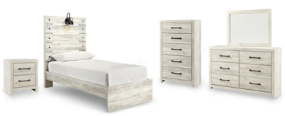 Cambeck Whitewash Twin Panel Bedroom Set with Dresser, Mirror, Chest, and Nightstand (Online Special Price) - Ornate Home