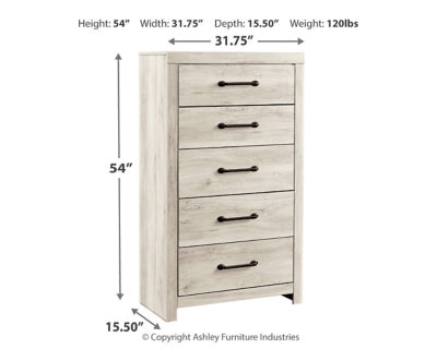 Cambeck Whitewash Twin Panel Bedroom Set with Dresser, Mirror, Chest, and Nightstand - Ornate Home