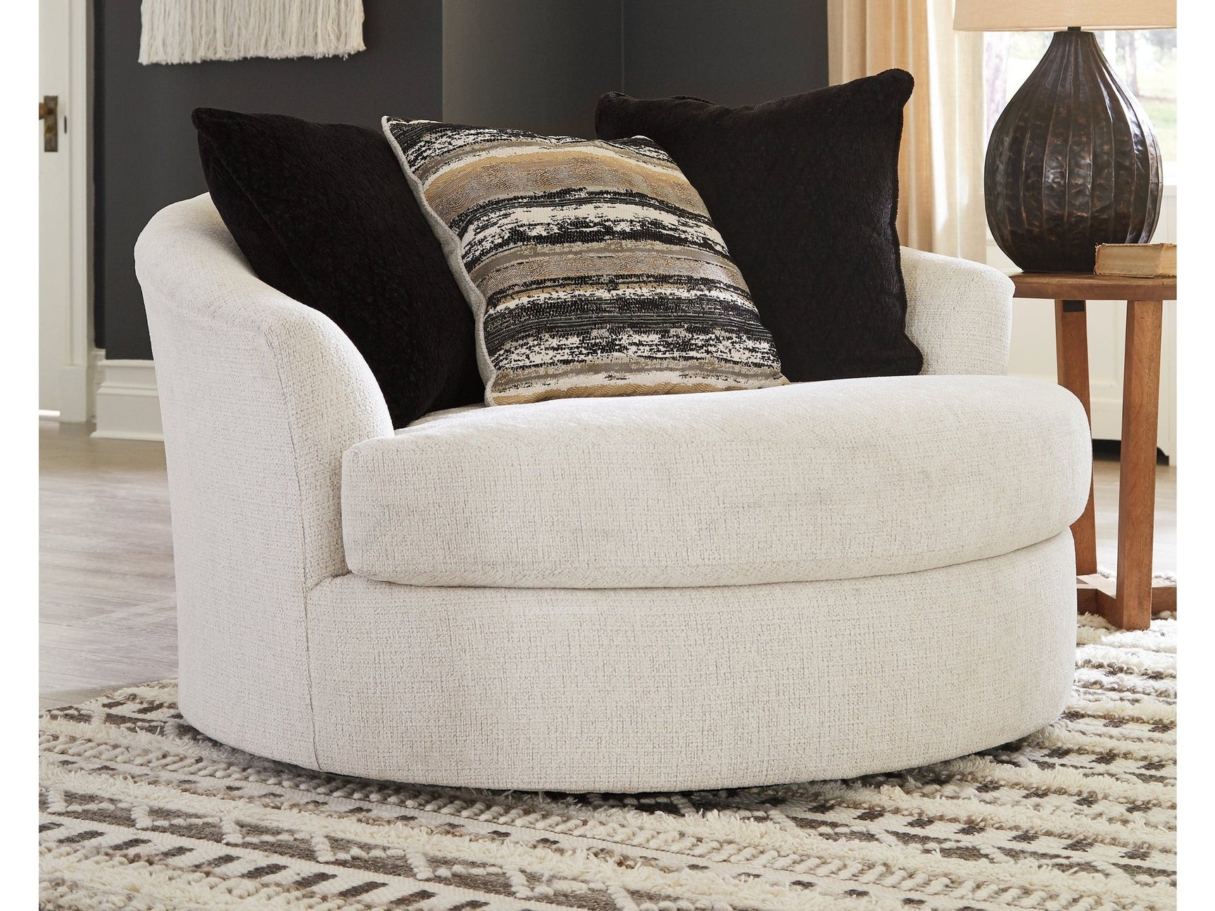 Cambri Snow Oversized Swivel Chair - Ornate Home