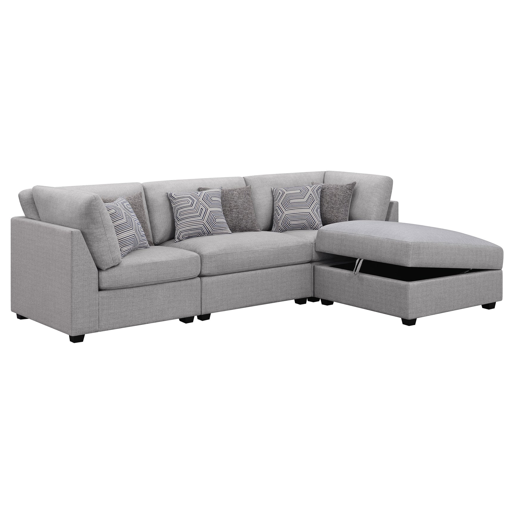 Cambria Grey 4-piece Modular Sectional Sofa - Ornate Home