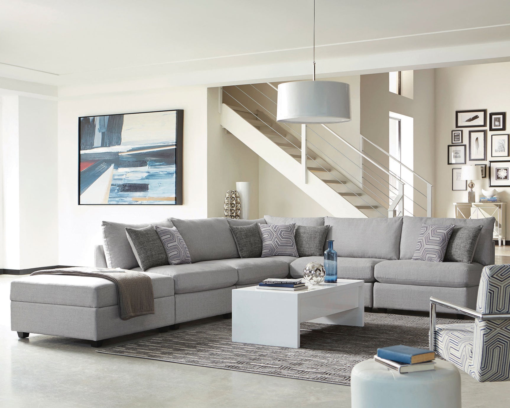 Cambria Grey 6-piece Modular Sectional Sofa - Ornate Home