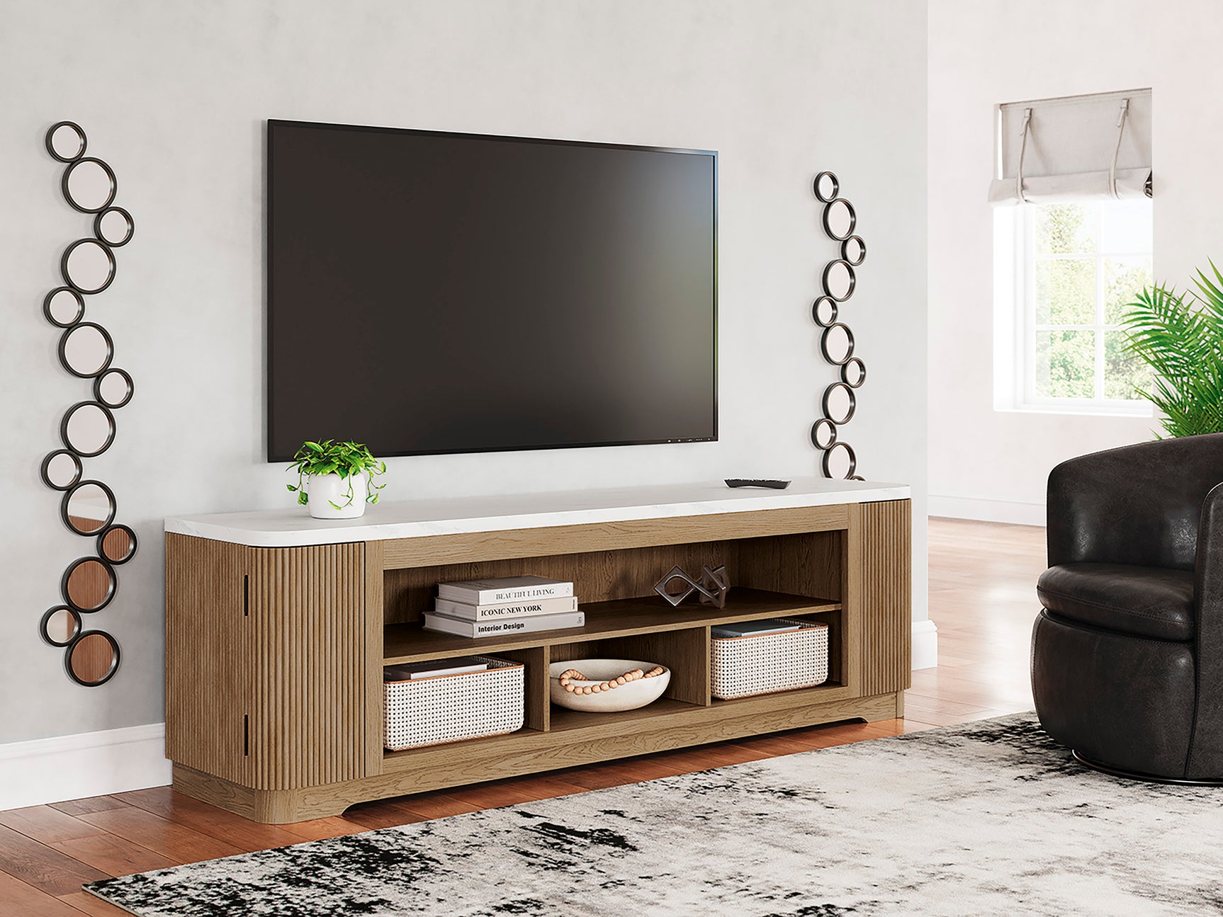 Camdill Light Brown XL TV Stand w/Fireplace Option - Ornate Home