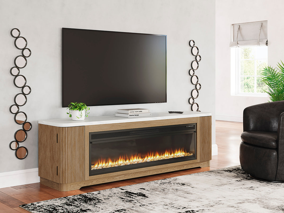 Camdill Light Brown XL TV Stand w/Fireplace Option - Ornate Home