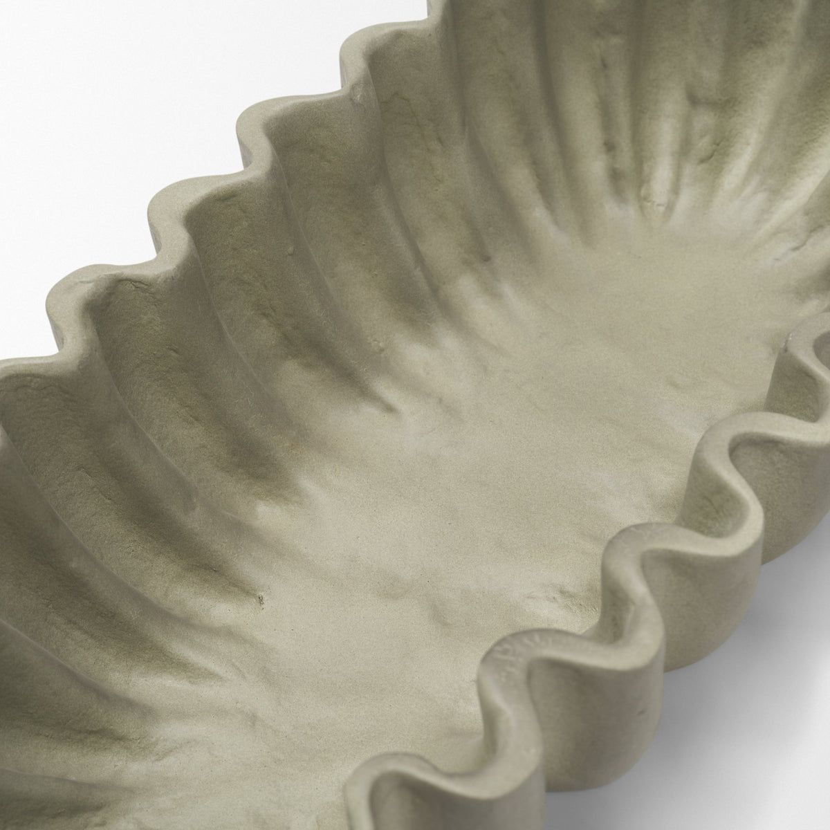 Camelia Sage Green Large Fluted Paper Mache Round Centerpiece Bowl - Ornate Home