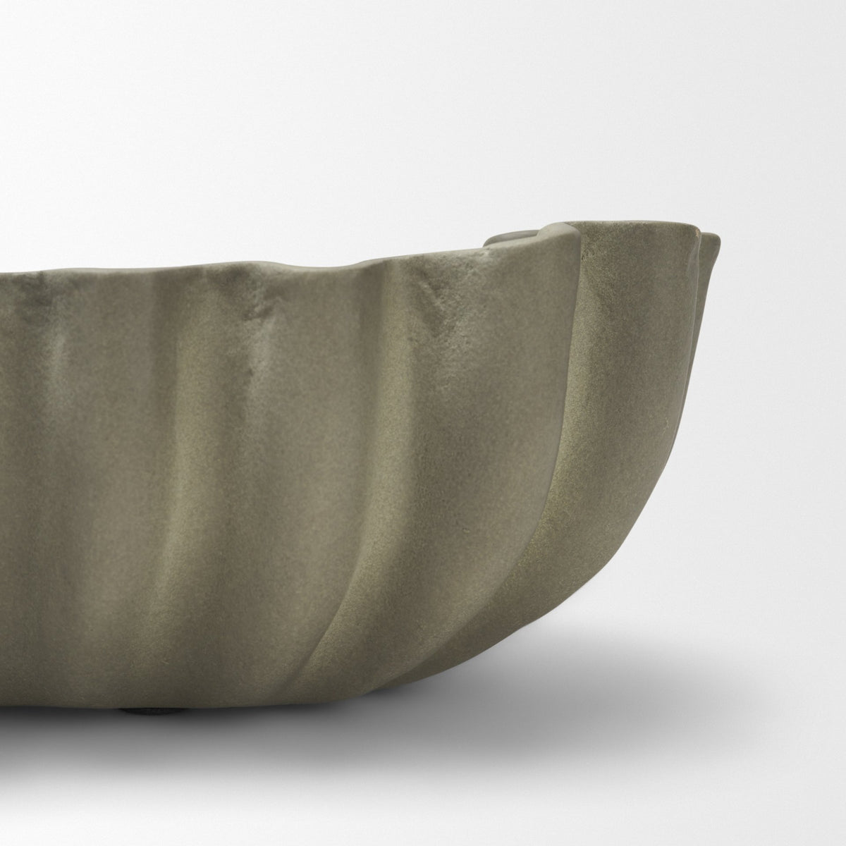Camelia Sage Green Large Fluted Paper Mache Round Centerpiece Bowl - Ornate Home
