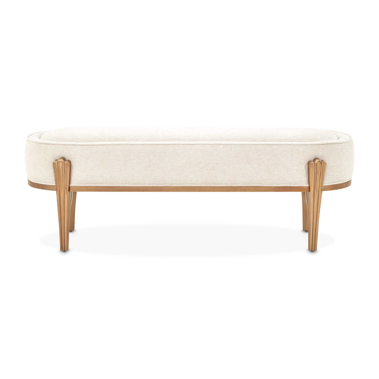 Camellia Field Antique Gold/Linen Accent Bench - Ornate Home