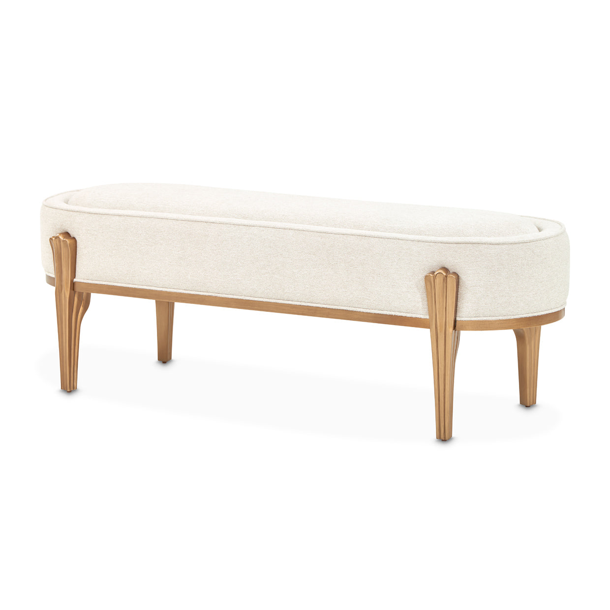 Camellia Field Antique Gold/Linen Accent Bench - Ornate Home