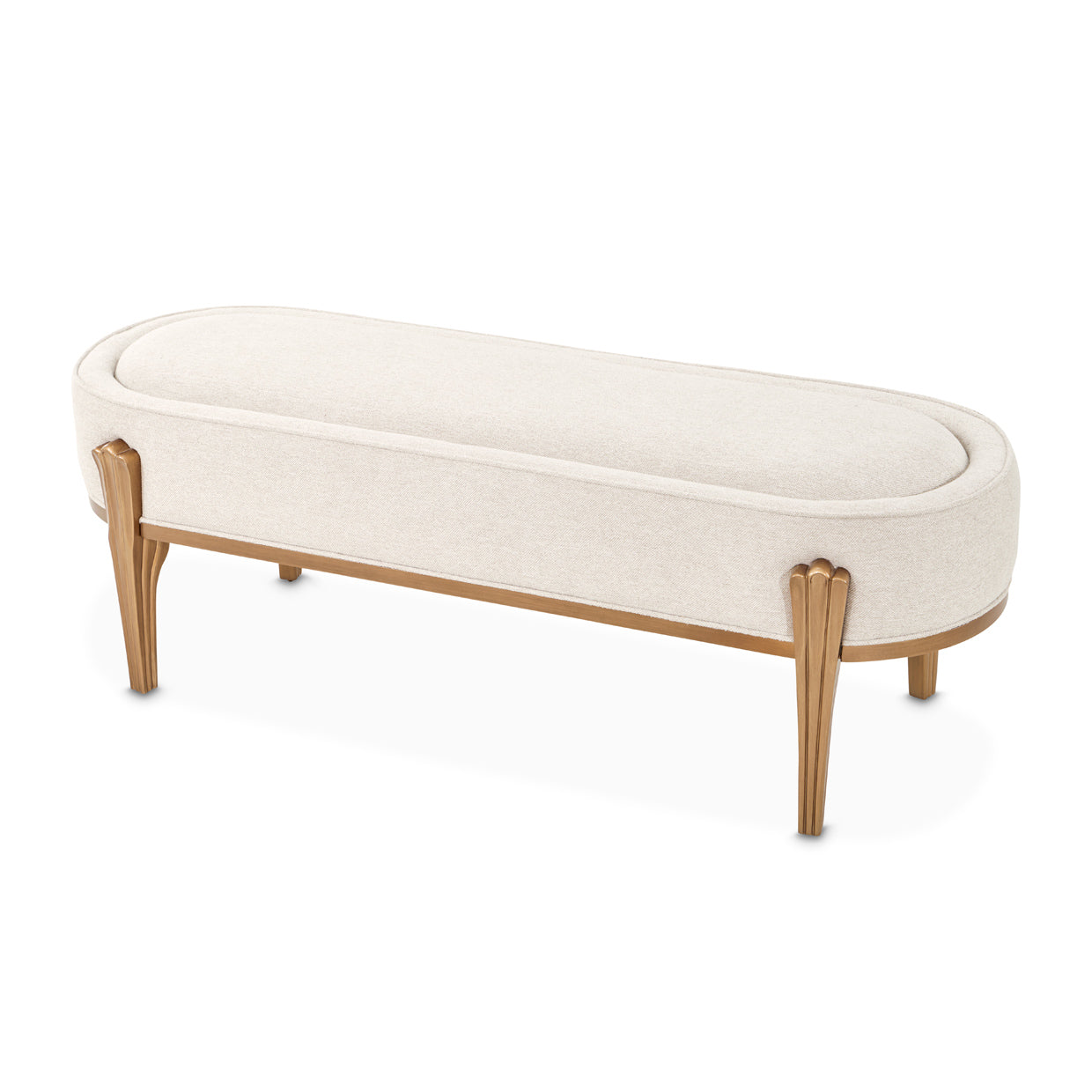 Camellia Field Antique Gold/Linen Accent Bench - Ornate Home