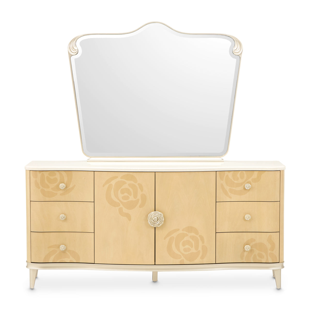 Camellia Field Caramel Dresser with Mirror
