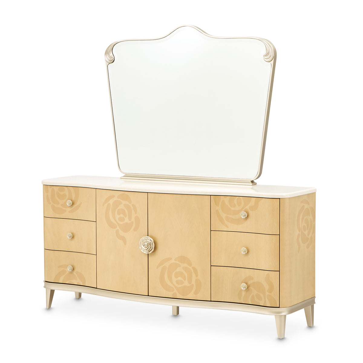 Camellia Field Caramel Dresser with Mirror