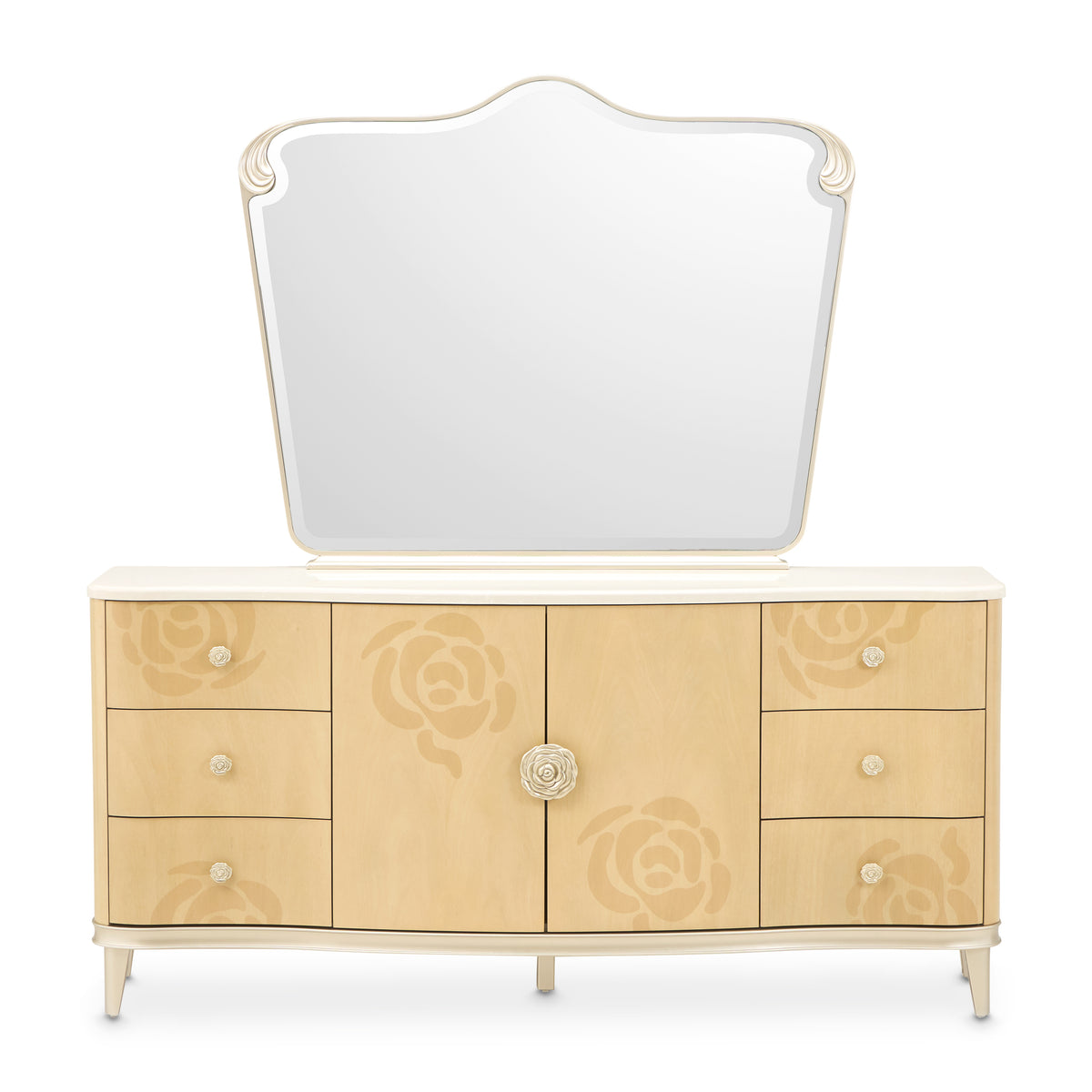 Camellia Field Caramel Dresser with Mirror