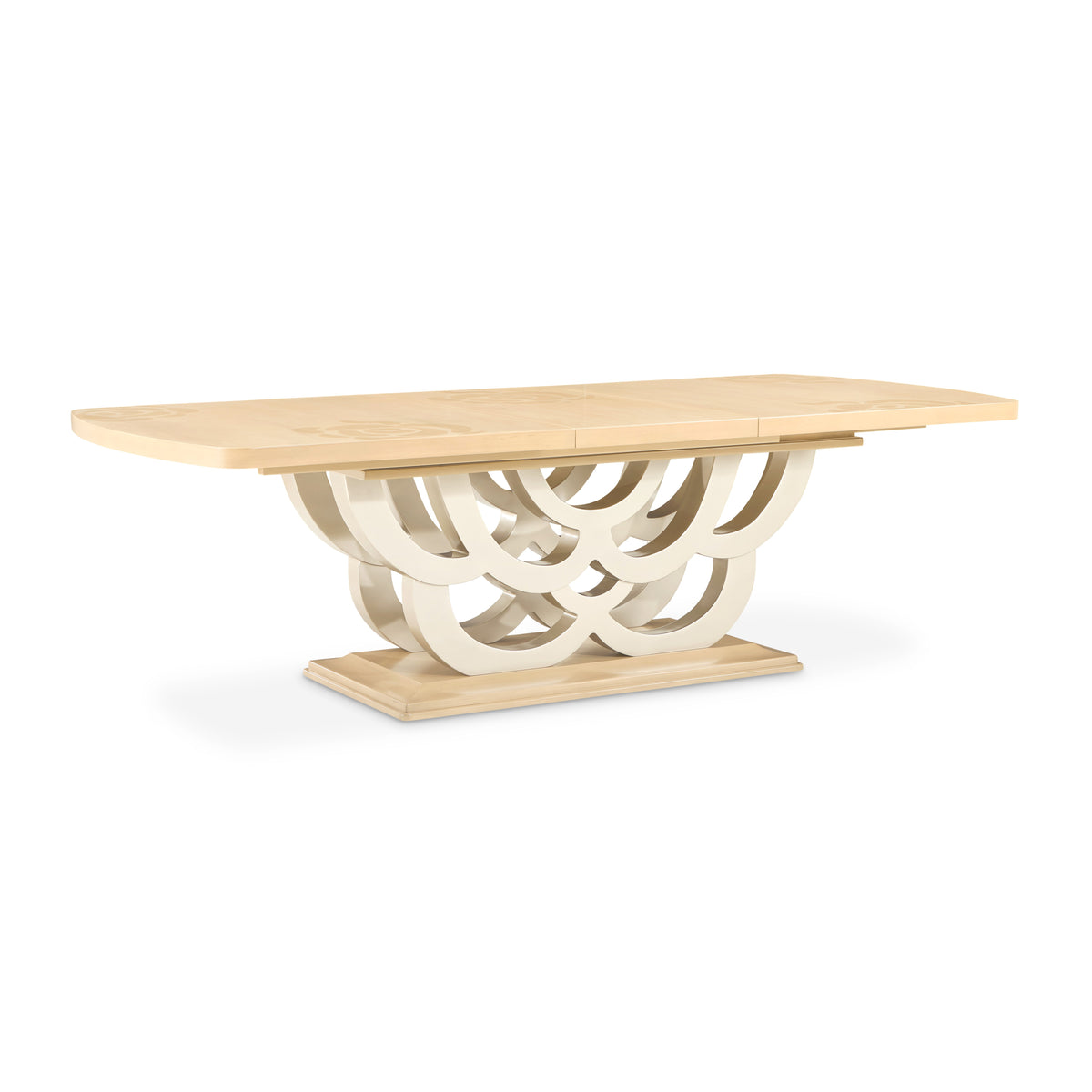 Camellia Field Caramel Rectangular Pedestal Dining Table