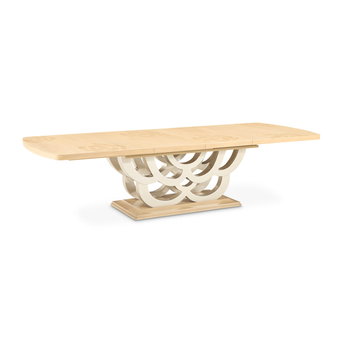 Camellia Field Caramel Rectangular Pedestal Dining Table