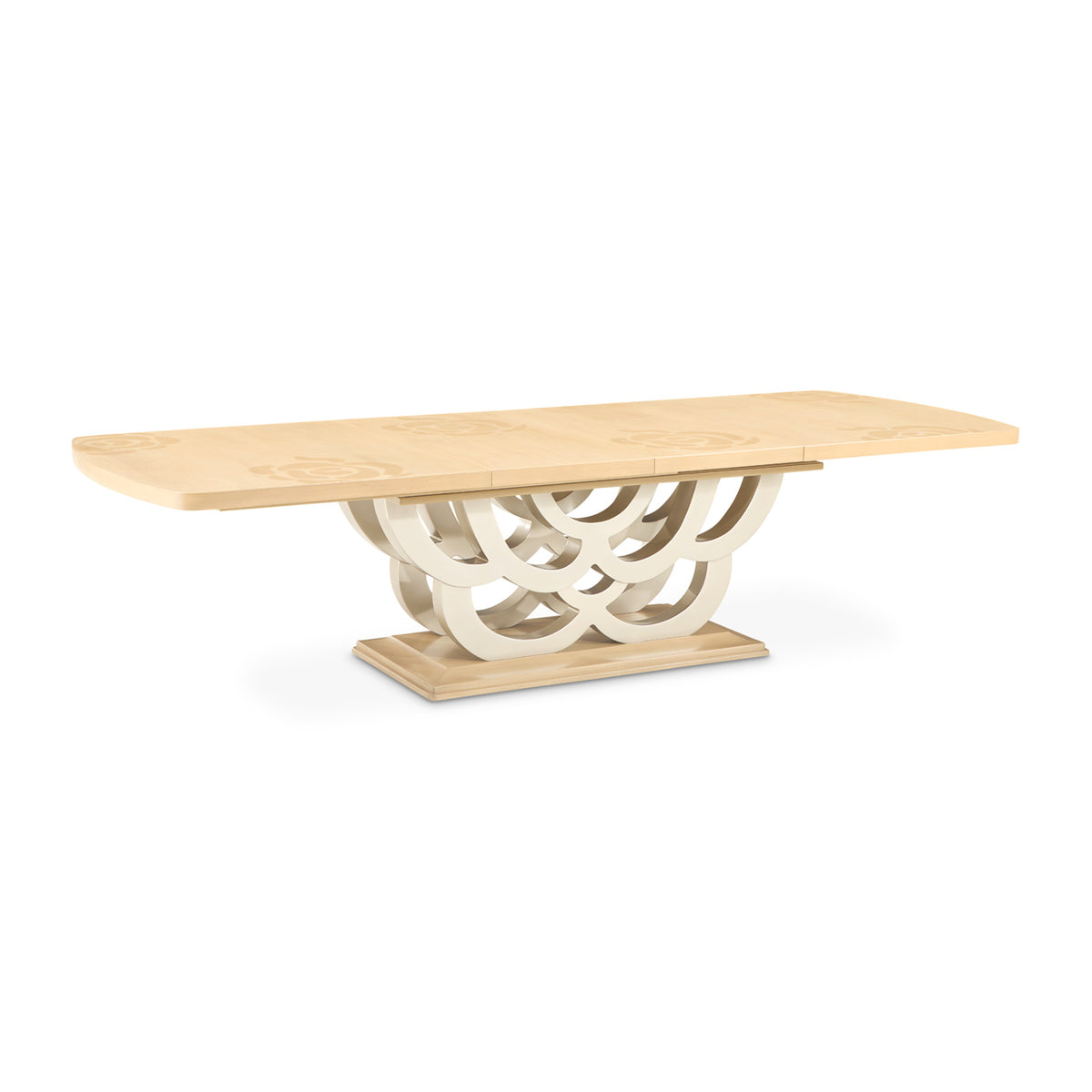 Camellia Field Caramel Rectangular Pedestal Dining Table