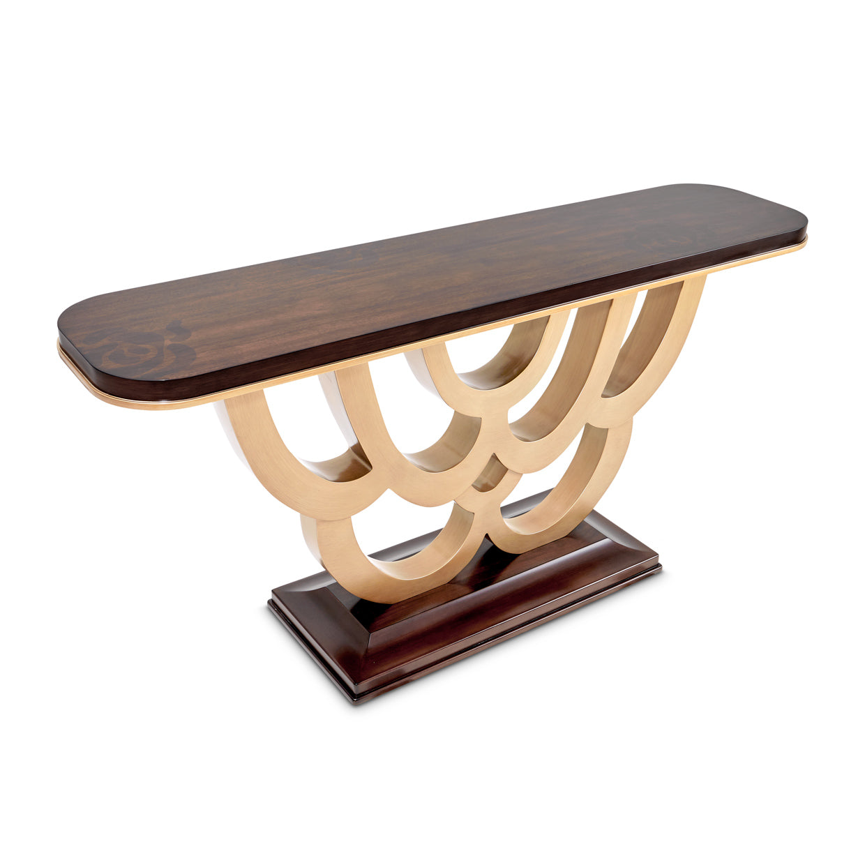 Camellia Field Warm Pecan Console Table with Mirror - Ornate Home