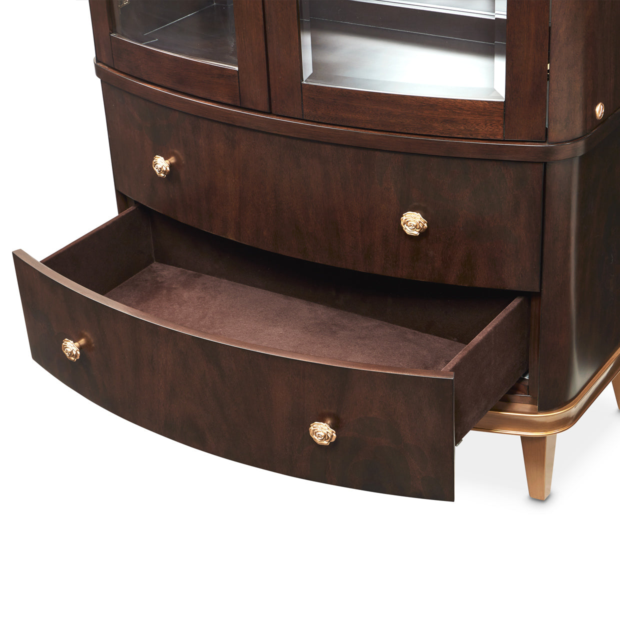 Camellia Field Warm Pecan Display Cabinet - Ornate Home