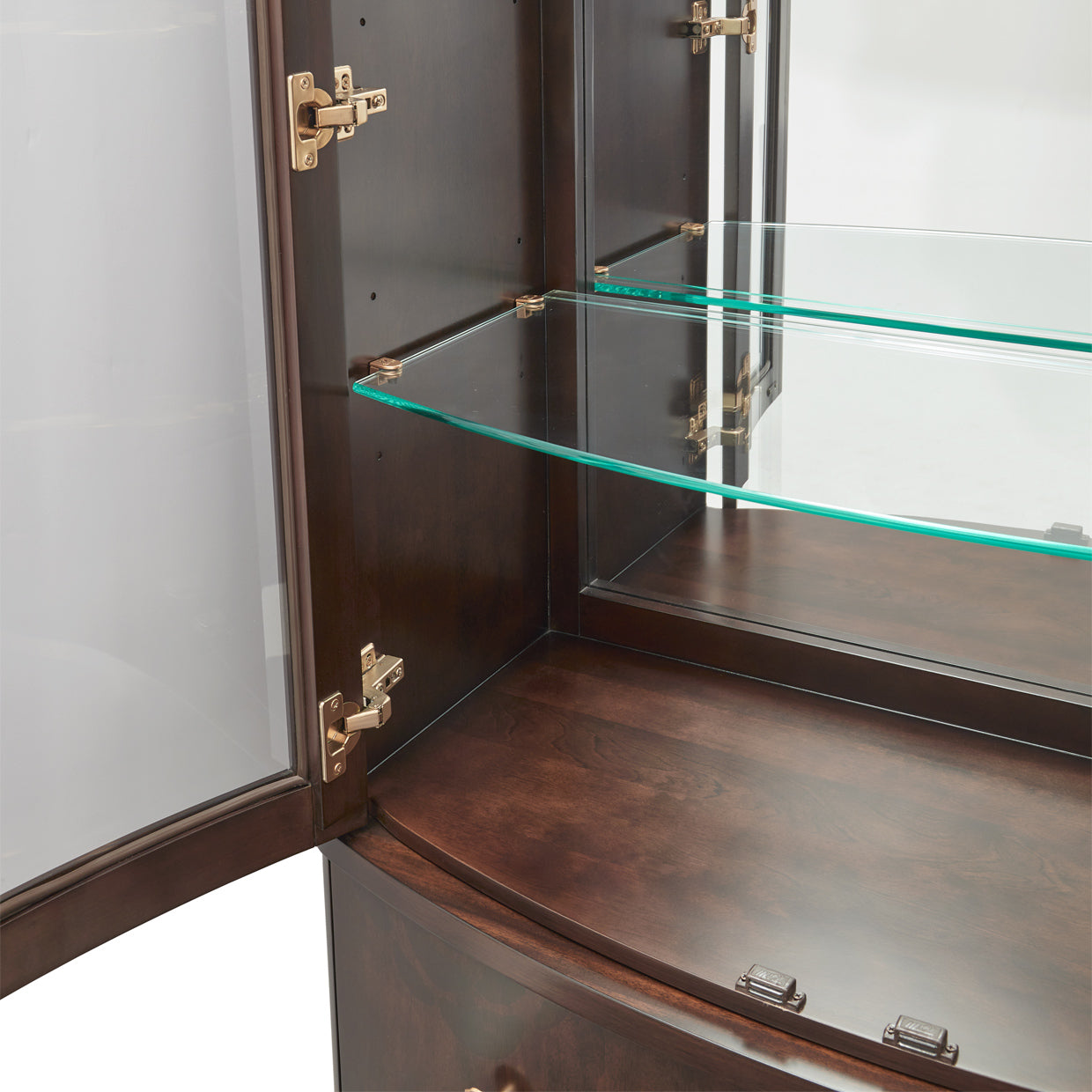 Camellia Field Warm Pecan Display Cabinet - Ornate Home