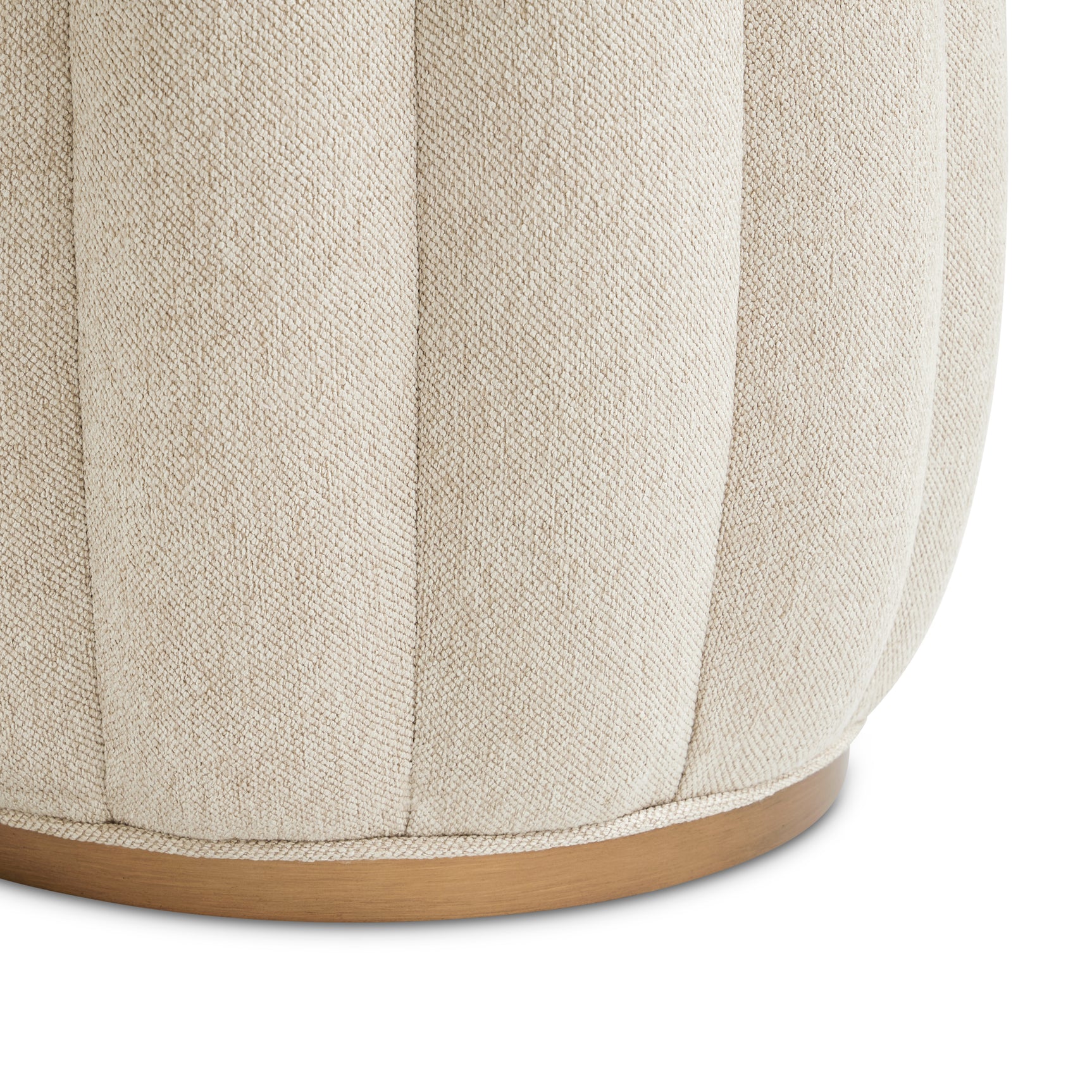 Camellia Field Warm Pecan/Linen Round Bench - Ornate Home