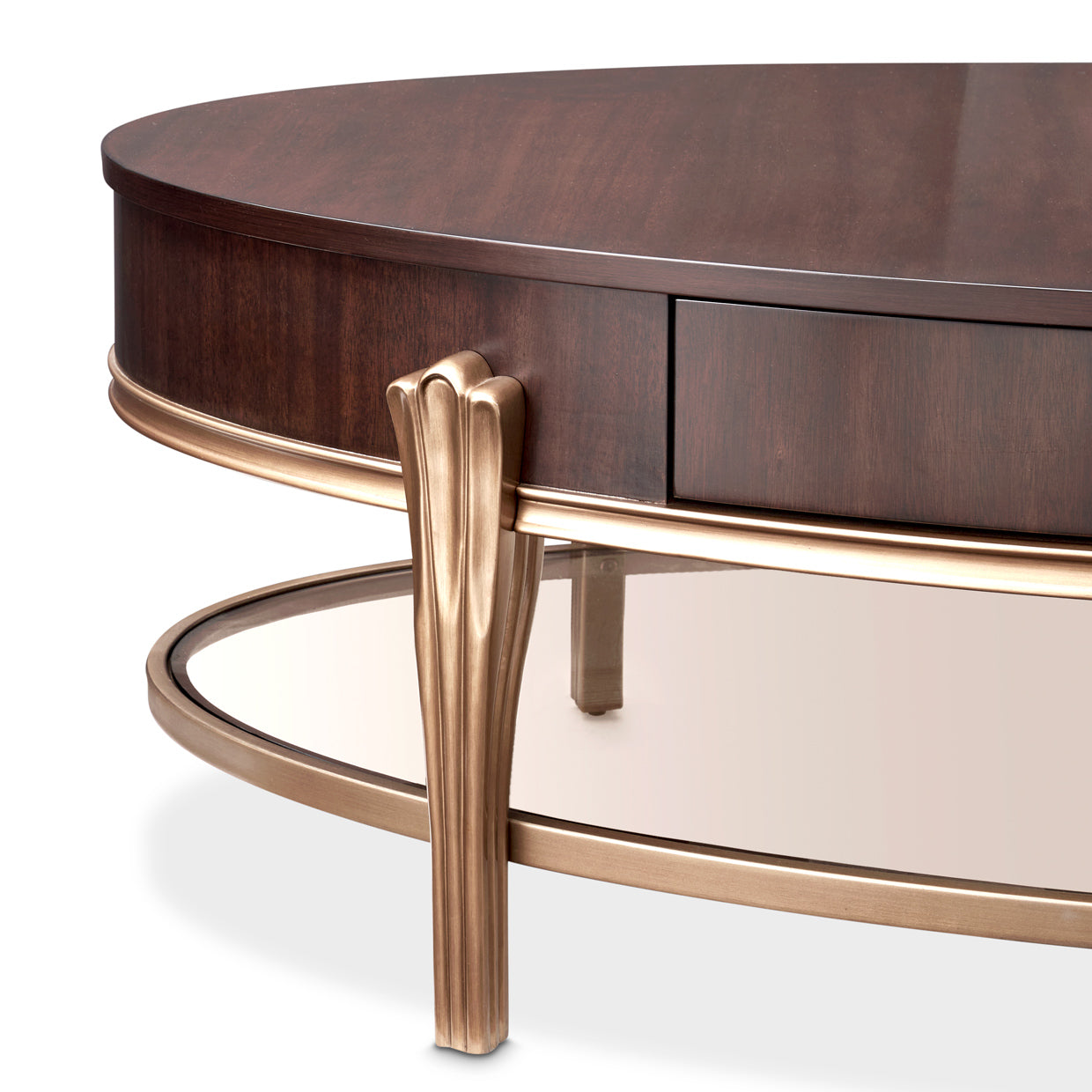 Camellia Field Warm Pecan Oval Cocktail Table - Ornate Home