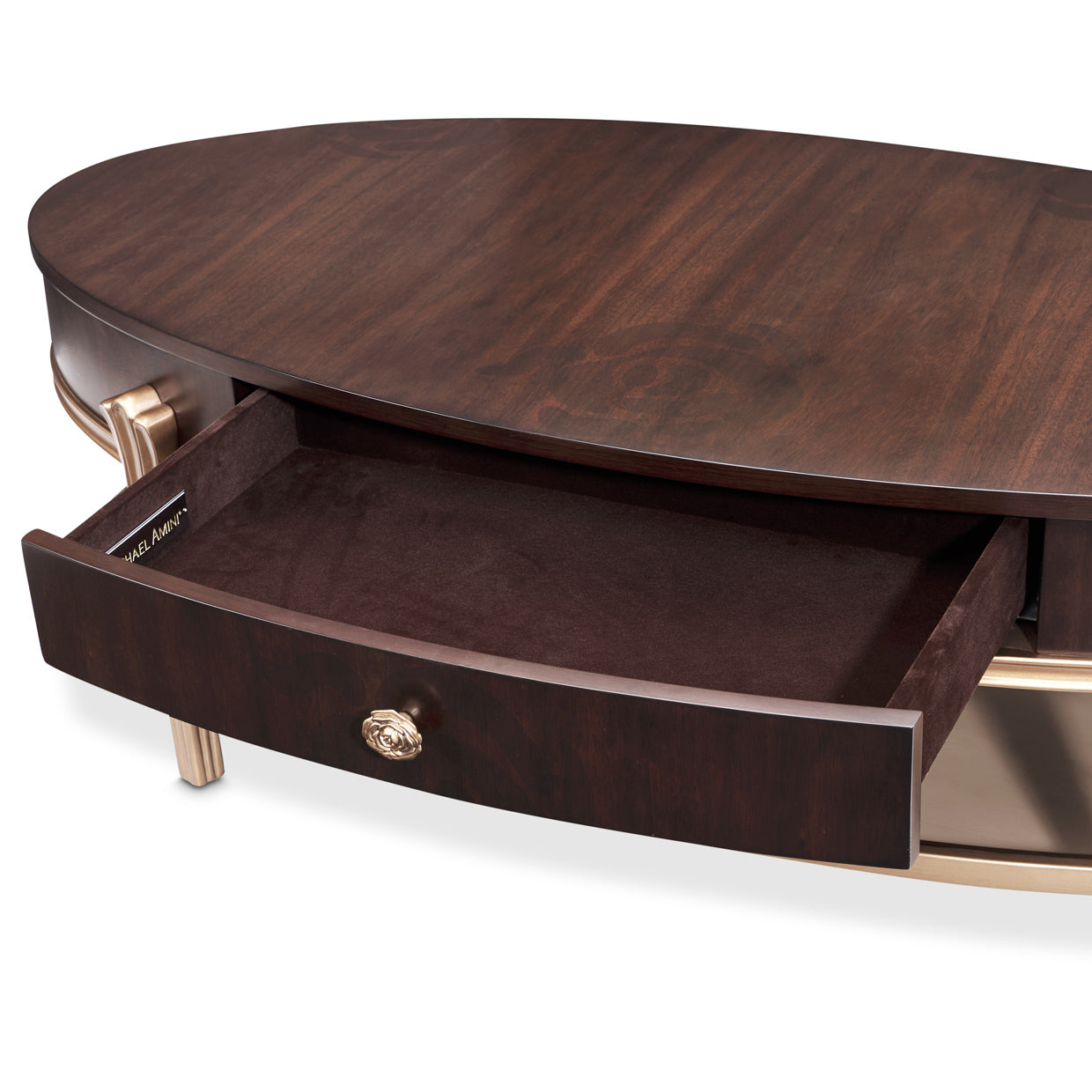 Camellia Field Warm Pecan Oval Cocktail Table - Ornate Home