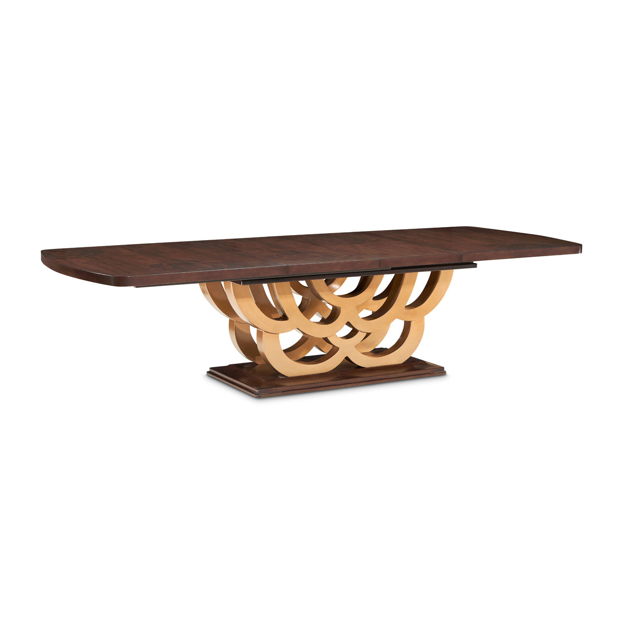 Camellia Field Warm Pecan Rectangular Pedestal Dining Table - Ornate Home