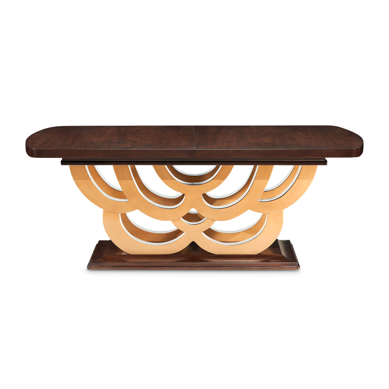 Camellia Field Warm Pecan Rectangular Pedestal Dining Table - Ornate Home