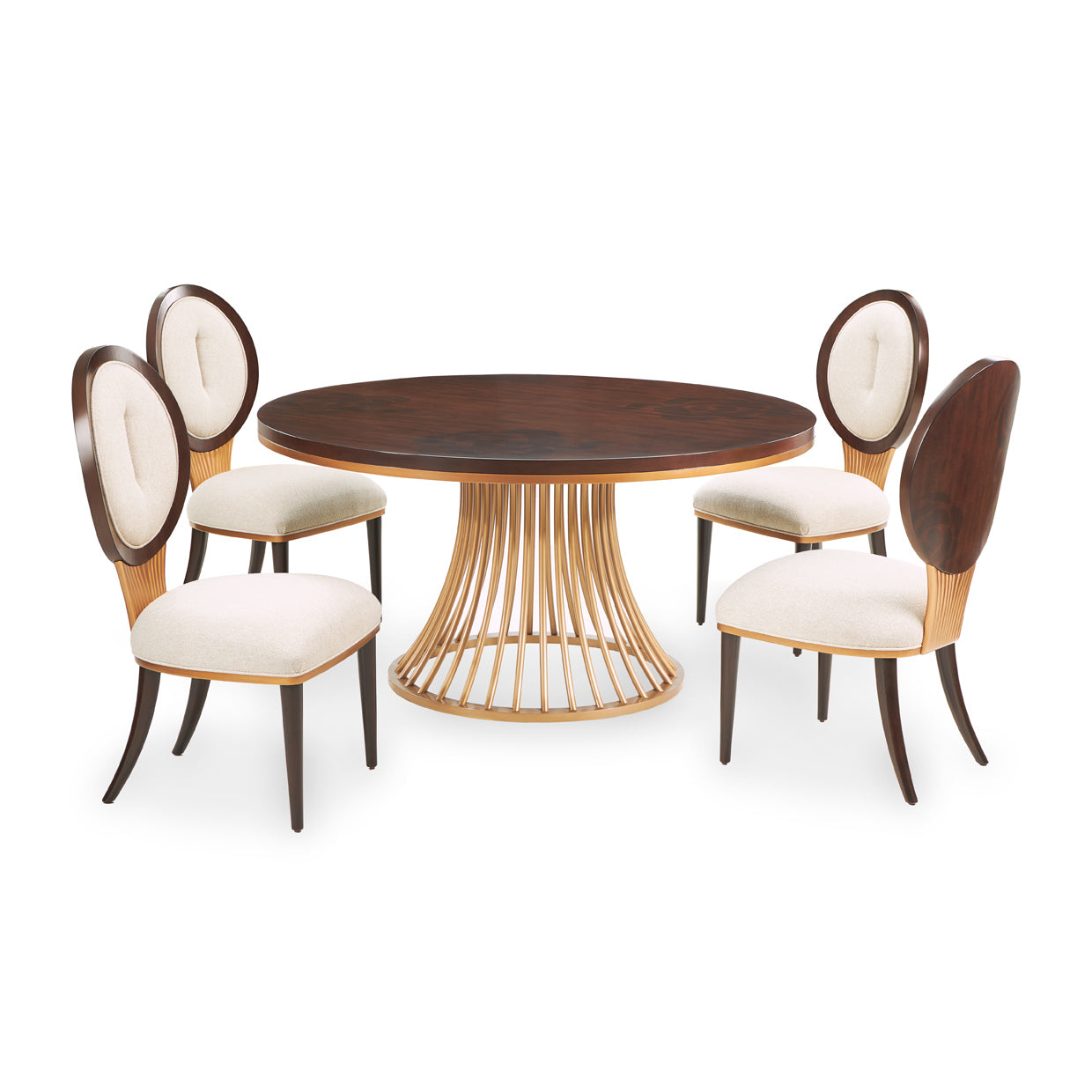Camellia Field Warm Pecan Round Dining Table - Ornate Home