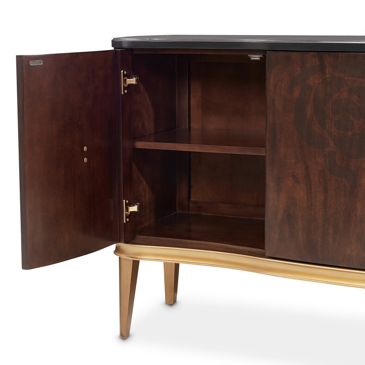 Camellia Field Warm Pecan Sideboard with Mirror - Ornate Home