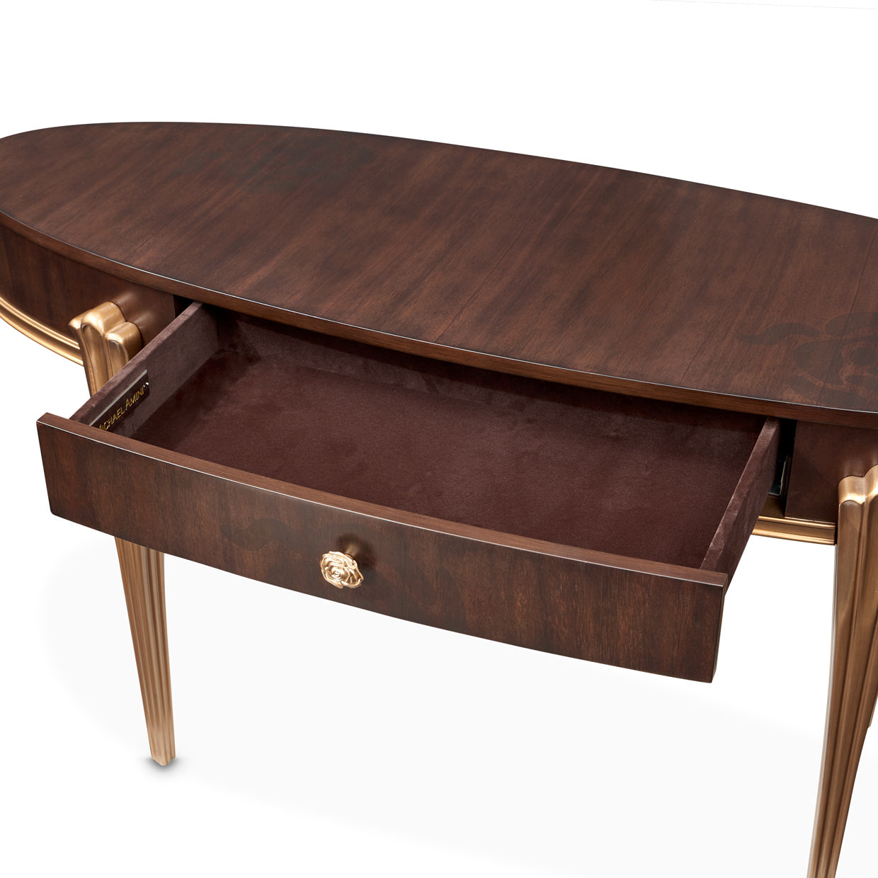 Camellia Field Warm Pecan Vanity Desk - Ornate Home