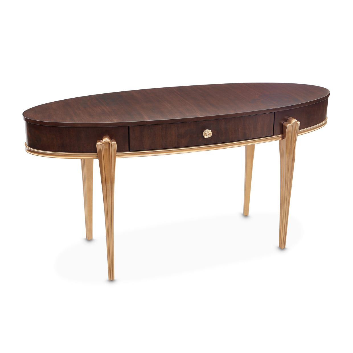 Camellia Field Warm Pecan Vanity Desk - Ornate Home
