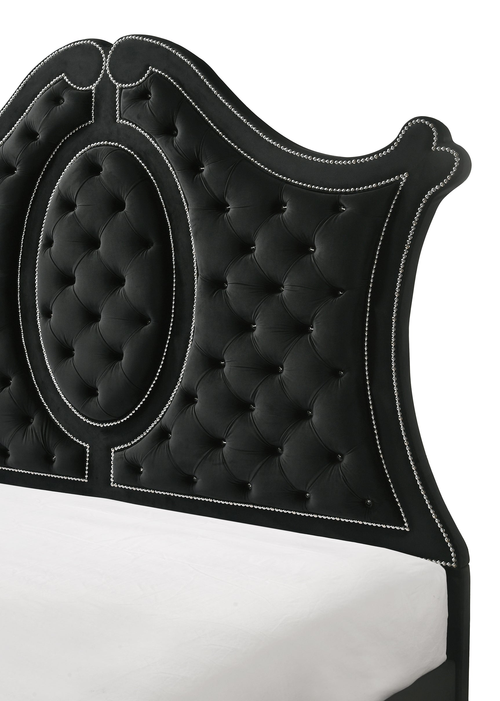 Cameo Black Queen Upholstered Panel Bed - Ornate Home