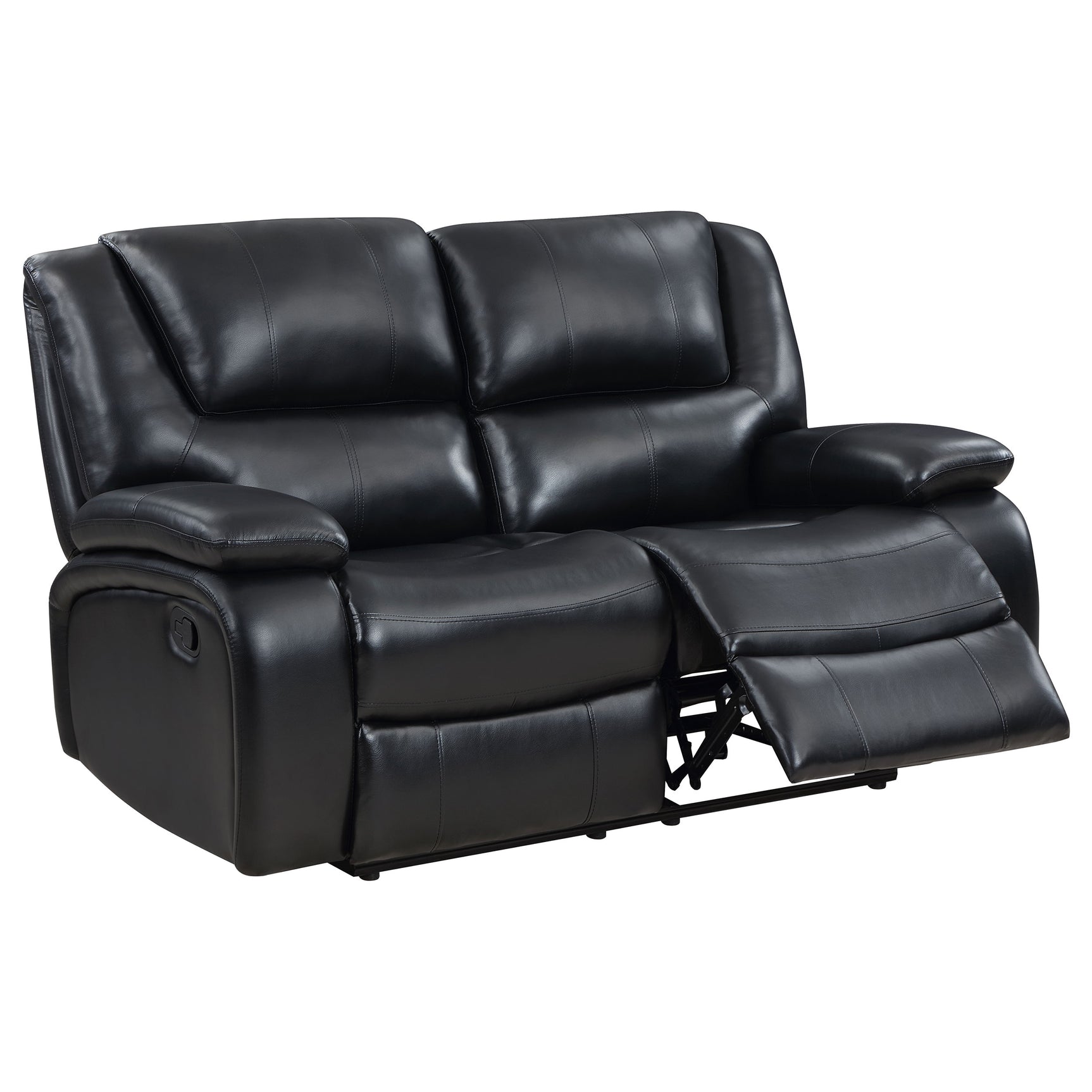 Camila Black 2-piece Upholstered Motion Reclining Sofa Set - Ornate Home