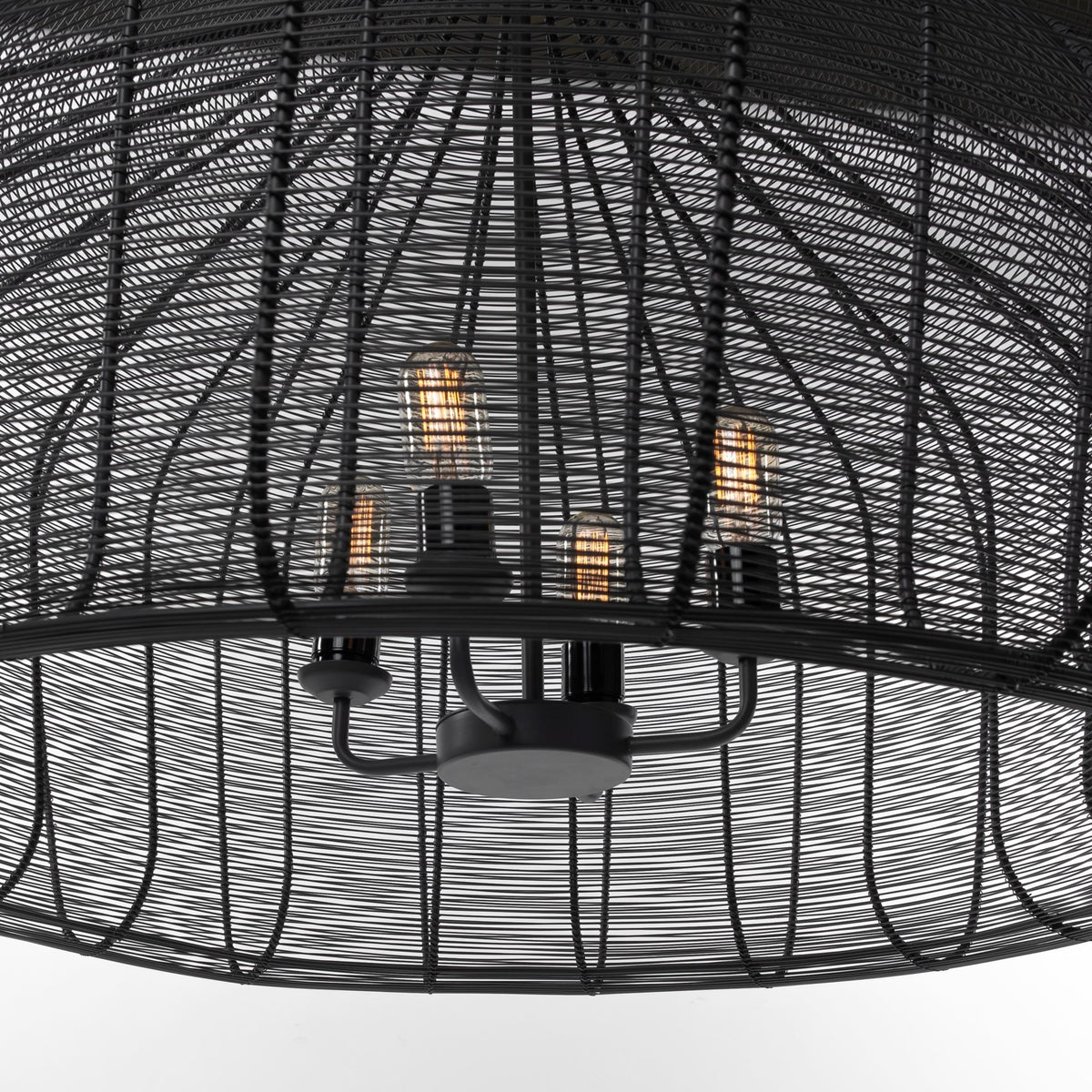 Camila Black Metal Mesh-Style Four Bulb Chandelier - Ornate Home