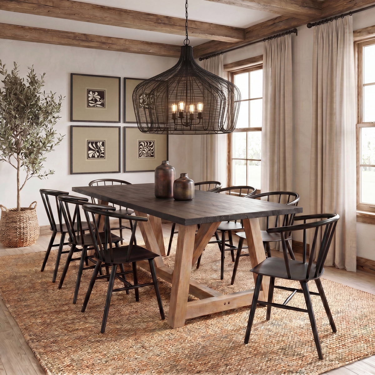 Camila Black Metal Mesh-Style Four Bulb Chandelier - Ornate Home