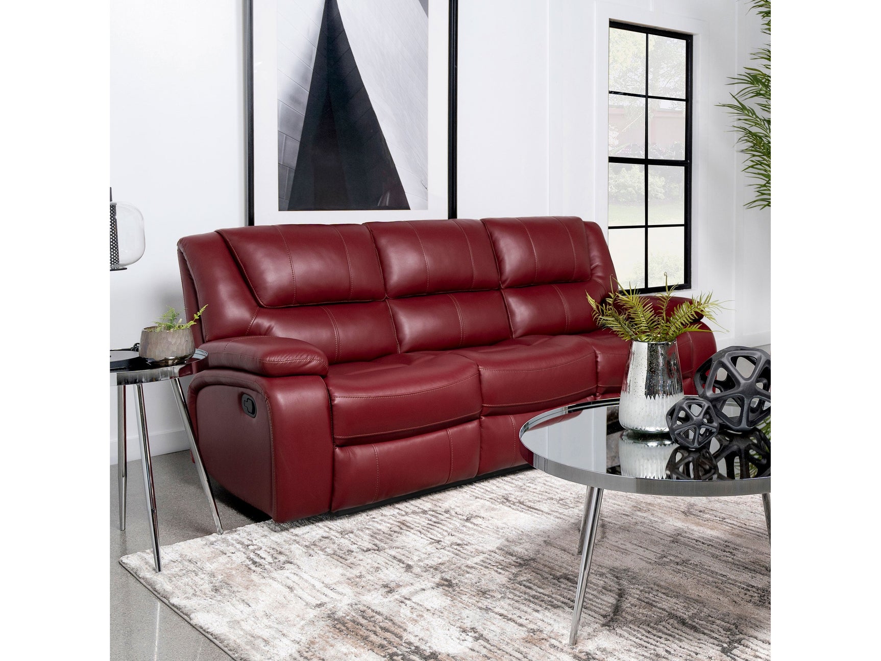 Camila Red Reclining Sofa - Ornate Home