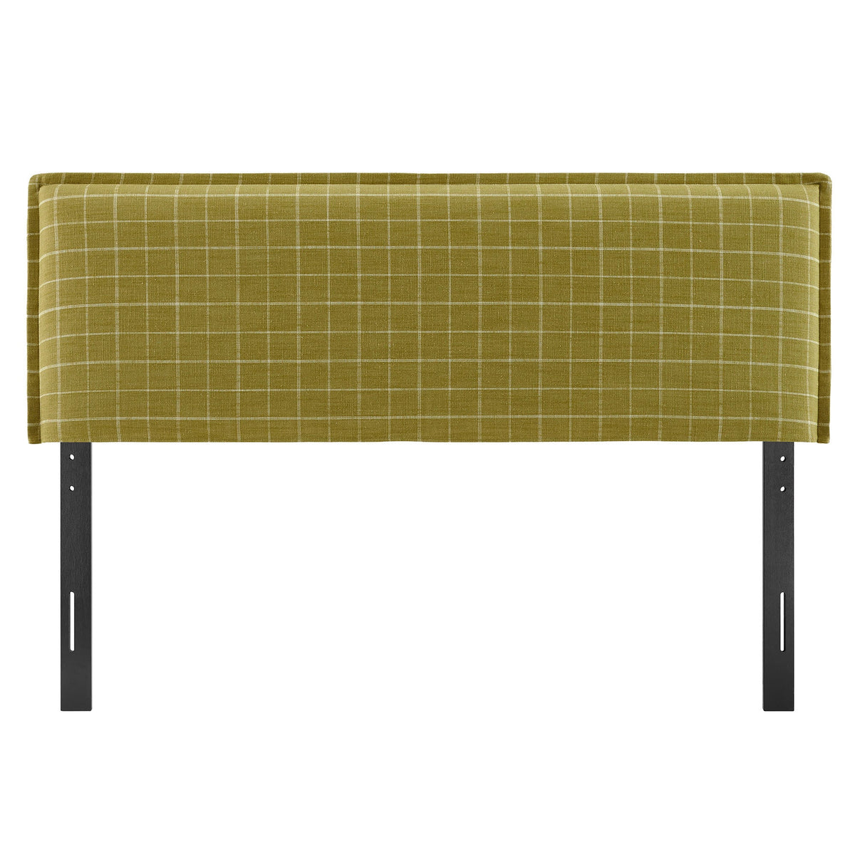 Camille Artichoke Windowpane Check Checkered Linen Blend Queen Size Headboard - Ornate Home