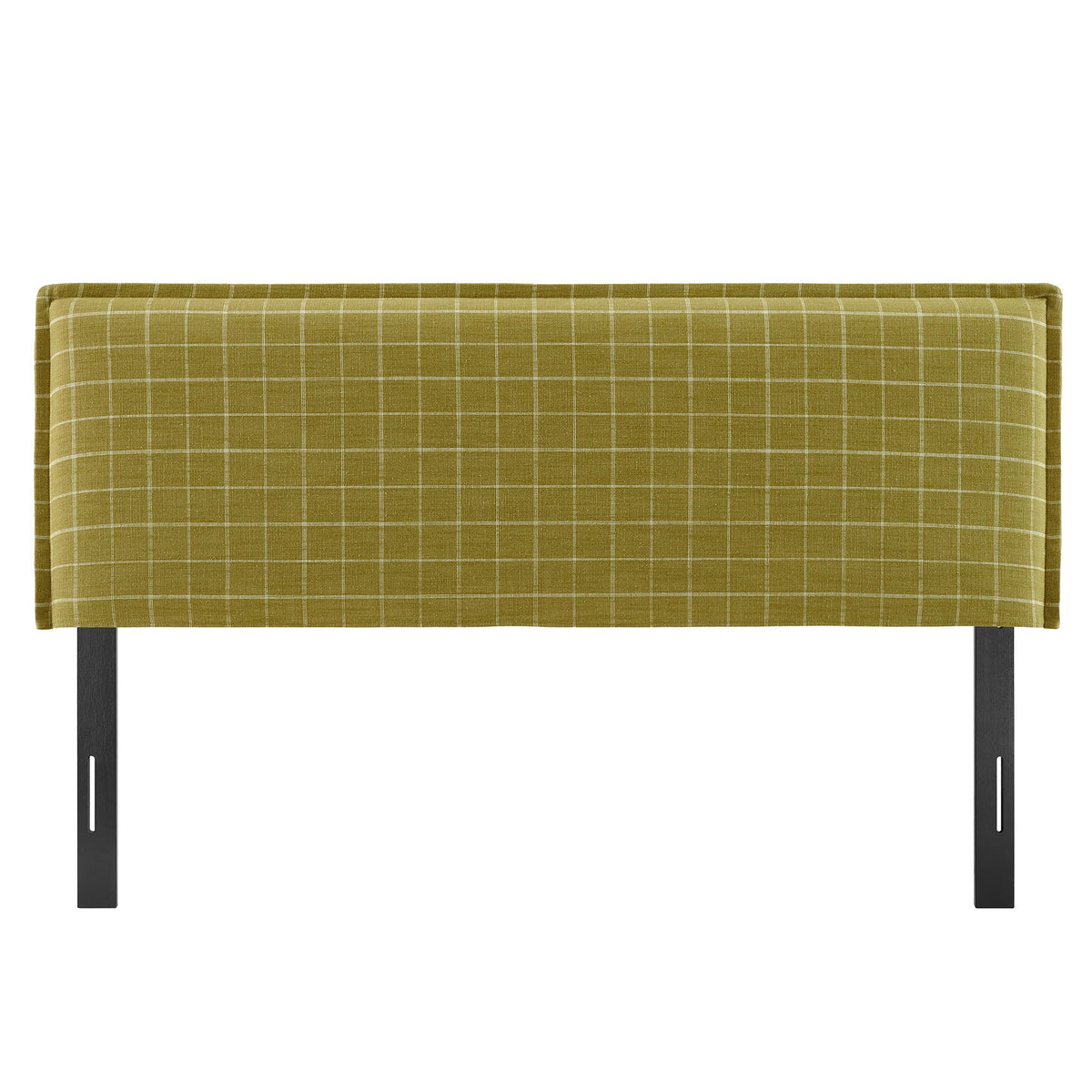 Camille Artichoke Windowpane Check Checkered Linen Blend Queen Size Headboard - Ornate Home