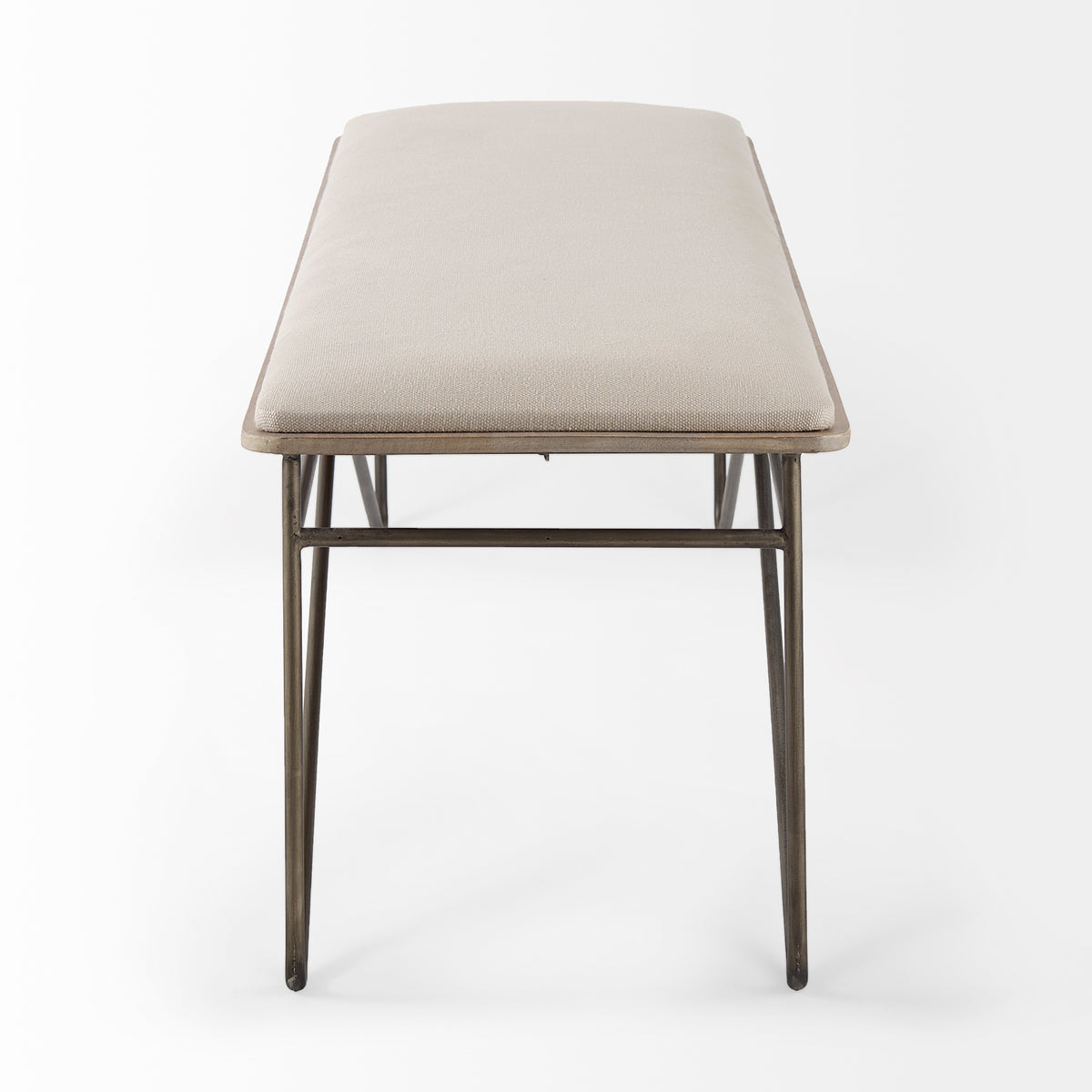 Camille Cream Fabric Seat with Metal Frame Bench